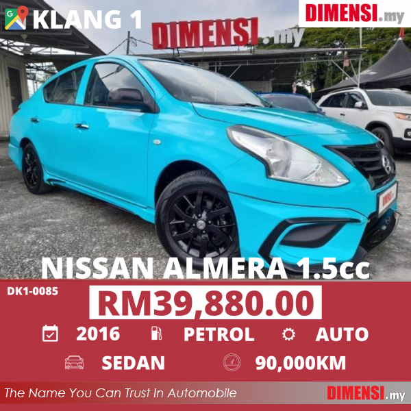 sell Nissan Almera 2016 1.5 CC for RM 39880.00 -- dimensi.my