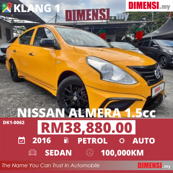sell Nissan Almera 2016 1.5 CC for RM 38880.00 -- dimensi.my