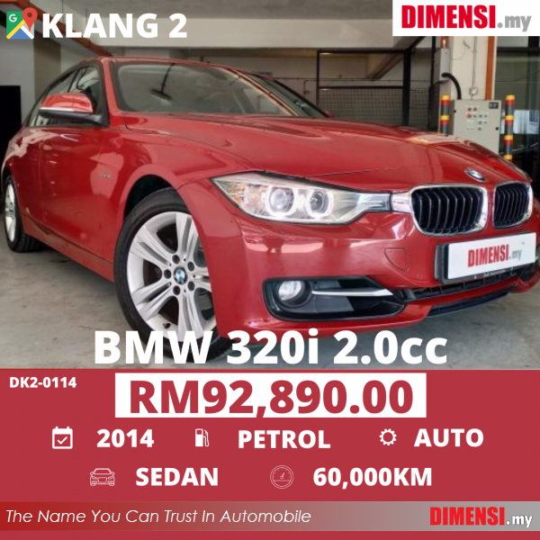 sell BMW 320i 2014 2.0 CC for RM 92890.00 -- dimensi.my