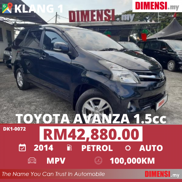 sell Toyota Avanza 2014 1.5 CC for RM 42880.00 -- dimensi.my