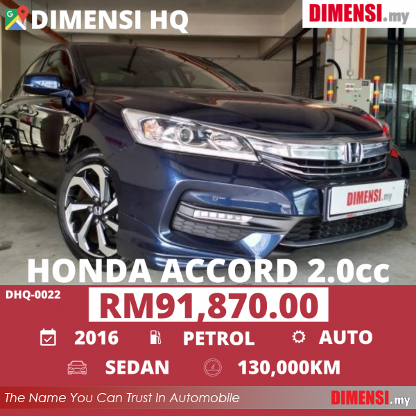 sell Honda Accord 2016 2.0 CC for RM 91870.00 -- dimensi.my