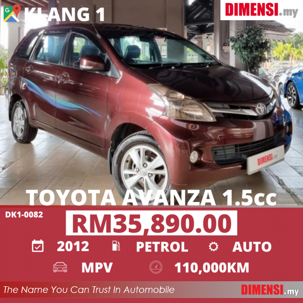 sell Toyota Avanza 2012 1.5 CC for RM 35890.00 -- dimensi.my