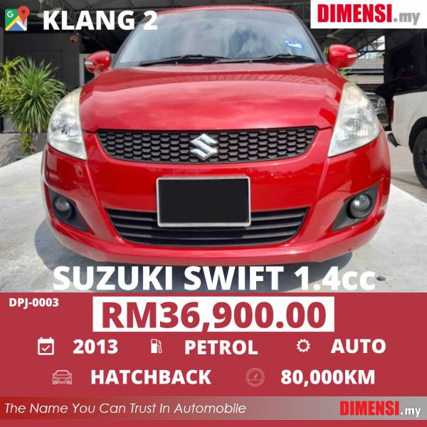 sell Suzuki Swift 2013 1.4 CC for RM 36900.00 -- dimensi.my