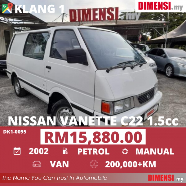 sell Nissan Vanette C22 2002 1.5 CC for RM 15880.00 -- dimensi.my