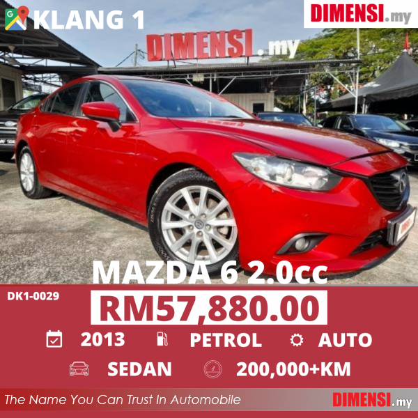sell Mazda 6 2013 2.0 CC for RM 57880.00 -- dimensi.my