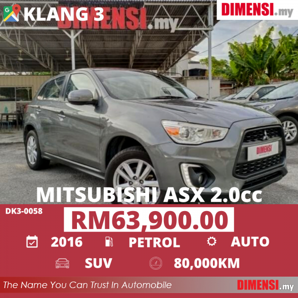 sell Mitsubishi ASX 2016 2.0 CC for RM 63900.00 -- dimensi.my
