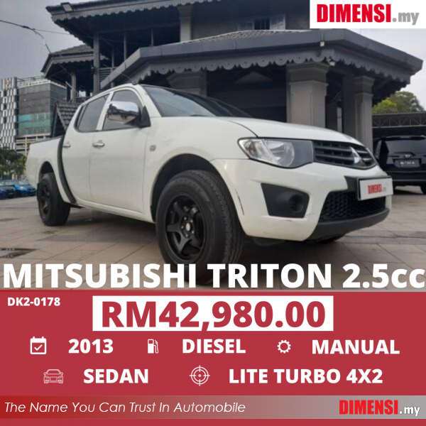 sell Mitsubishi Triton 2013 2.5 CC for RM 42980.00 -- dimensi.my