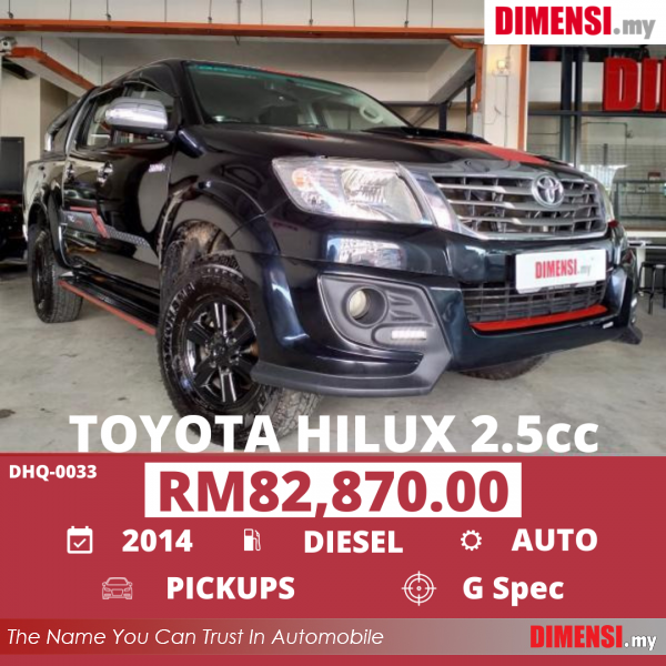 sell Toyota Hilux 2014 2.5 CC for RM 82870.00 -- dimensi.my