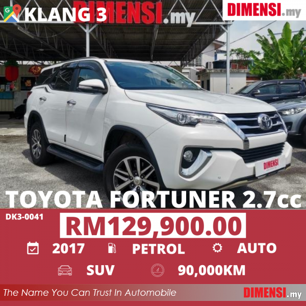sell Toyota Fortuner 2017 2.7 CC for RM 129900.00 -- dimensi.my