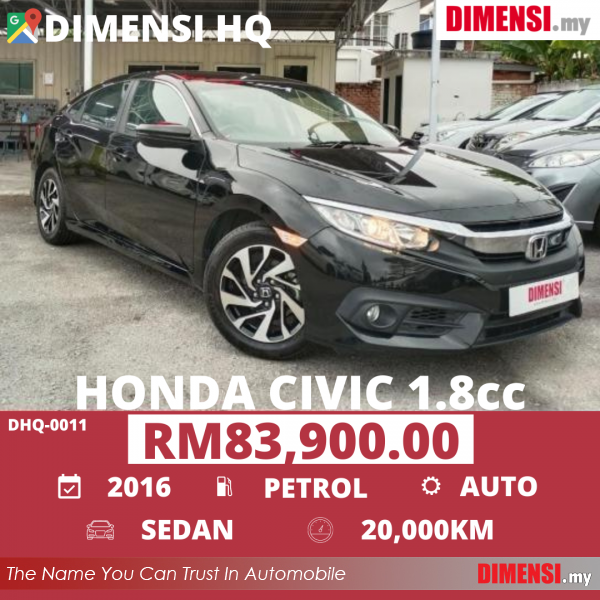 sell Honda Civic 2016 1.8 CC for RM 83900.00 -- dimensi.my