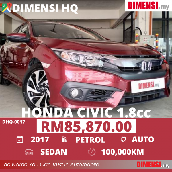 sell Honda Civic 2017 1.8 CC for RM 85870.00 -- dimensi.my