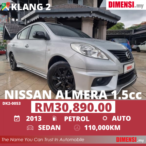 sell Nissan Almera 2013 1.5 CC for RM 30890.00 -- dimensi.my