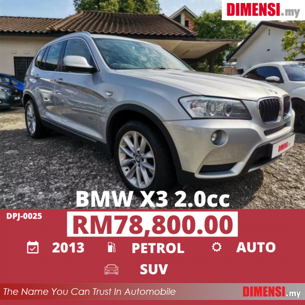 sell BMW X3 2013 2.0 CC for RM 78800.00 -- dimensi.my