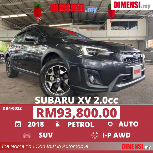 sell Subaru XV 2018 2.0 CC for RM 93800.00 -- dimensi.my