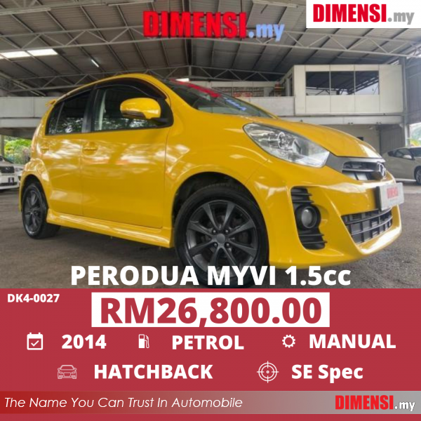 sell Perodua Myvi 2014 1.5 CC for RM 26800.00 -- dimensi.my