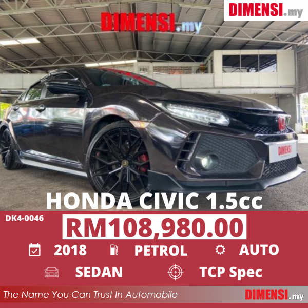 sell Honda Civic 2018 1.5 CC for RM 108980.00 -- dimensi.my