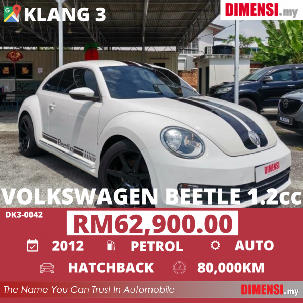 sell Volkswagen Beetle 2012 1.2 CC for RM 62900.00 -- dimensi.my