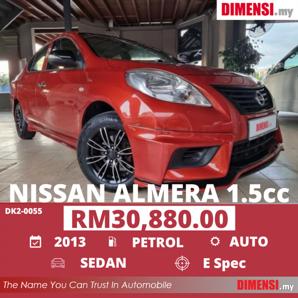 sell Nissan Almera 2013 1.5 CC for RM 30880.00 -- dimensi.my