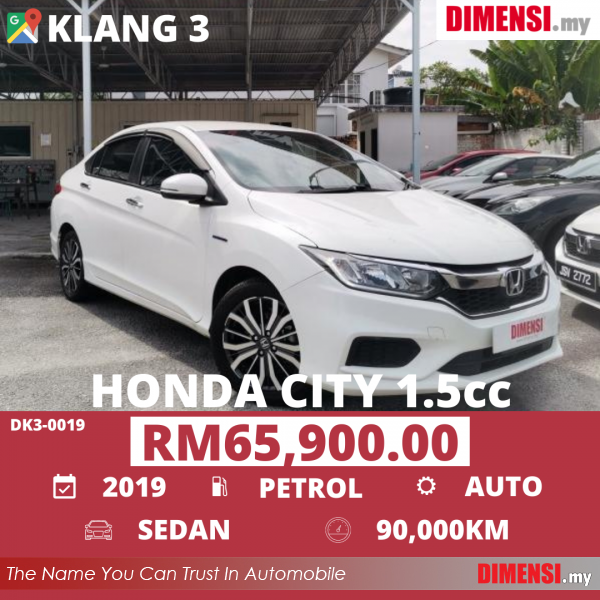 sell Honda City 2019 1.5 CC for RM 65900.00 -- dimensi.my