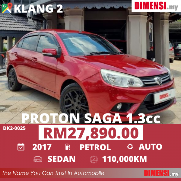 sell Proton Saga 2017 1.3 CC for RM 27890.00 -- dimensi.my