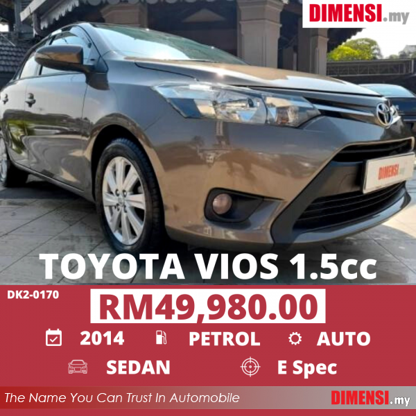 sell Toyota Vios 2014 1.5 CC for RM 49980.00 -- dimensi.my