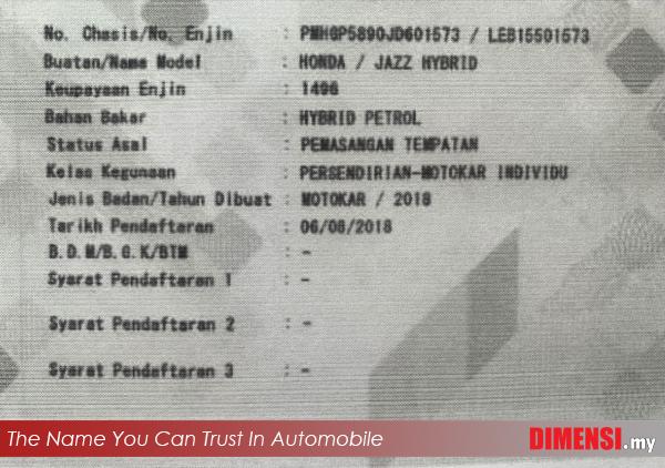 sell Honda Jazz 2018 1.5 CC for RM 63980.00 -- dimensi.my the name you can trust in automobile