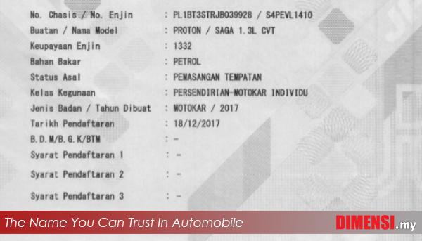 sell Proton Saga 2017 1.3 CC for RM 26980.00 -- dimensi.my the name you can trust in automobile