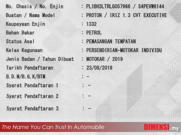 sell Proton Iriz 2019 1.3 CC for RM 31980.00 -- dimensi.my the name you can trust in automobile