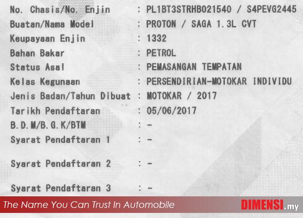 sell Proton Saga 2017 1.3 CC for RM 26980.00 -- dimensi.my the name you can trust in automobile
